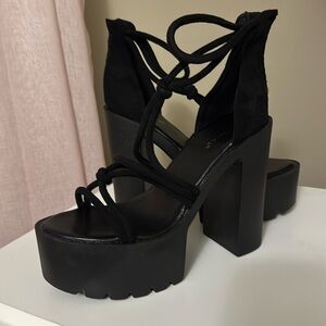 Black chunky heels